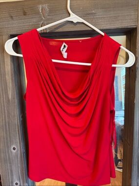 Calvin Klein Red Draped Cowl Neck Sleeveless Camisole